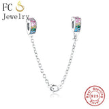 925 Silver Heart Crystal Safety Chain for Charm Bracelet