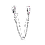 925 Silver Heart Crystal Safety Chain for Charm Bracelet