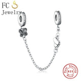 925 Silver Heart Crystal Safety Chain for Charm Bracelet