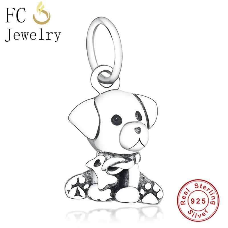 925 Silver Labrador Dog Puppy Bead Pendant for Bracelets