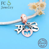 925 Sterling Silver Letter Rose Family Bead for Charm Bracelet