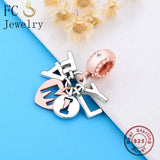 925 Sterling Silver Letter Rose Family Bead for Charm Bracelet