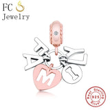 925 Sterling Silver Letter Rose Family Bead for Charm Bracelet