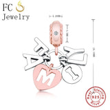 925 Sterling Silver Letter Rose Family Bead for Charm Bracelet