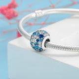 925 Silver Ocean Micro Pave Crystal Bead Charm Bracelet