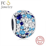 925 Silver Ocean Micro Pave Crystal Bead Charm Bracelet