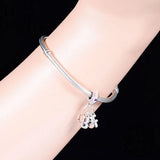 925 Sterling Silver Rose Letter Alphabet Beads Love Charm Bracelet DIY