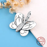 925 Sterling Silver Butterfly Zircon Charm for Bracelet