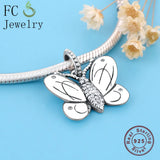 925 Sterling Silver Butterfly Zircon Charm for Bracelet