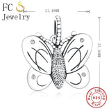 925 Sterling Silver Butterfly Zircon Charm for Bracelet