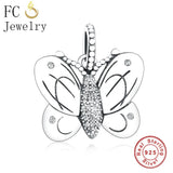 925 Sterling Silver Butterfly Zircon Charm for Bracelet