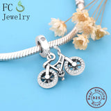 925 Silver Travel Bicycle Bike Zirconia Charm Bead