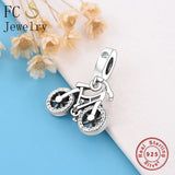925 Silver Travel Bicycle Bike Zirconia Charm Bead