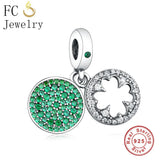925 Sterling Silver Four Leaf Green Zirconia Charm Bead