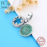 925 Sterling Silver Four Leaf Green Zirconia Charm Bead