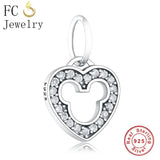 925 Silver Mickey Zirconia Bead Pendant Berloque