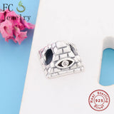 925 Silver Egypt Pyramid Evil Eye CZ Bead Travel Charm for Bracelet Necklace
