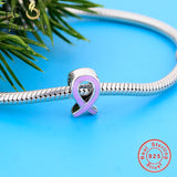 925 Silver Pink Ribbon Hope Cancer Awareness Bead for Bracelet