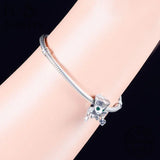 925 Silver Tree Monster Leaf Green Zircon Eye Charm Bead
