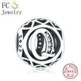 925 Silver Zircon Letter Alphabet A-Z Charm for Bracelet
