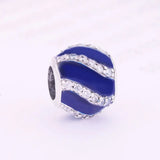 Enamel Stripe Zirconia Bead for Charm Bracelet