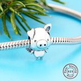 925 Silver Flying Pig Piglet Piggy Bead for Bracelet