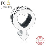 925 Silver Love Heart Bead Charm for Bracelet