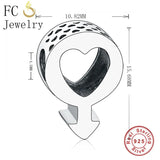 925 Silver Love Heart Bead Charm for Bracelet