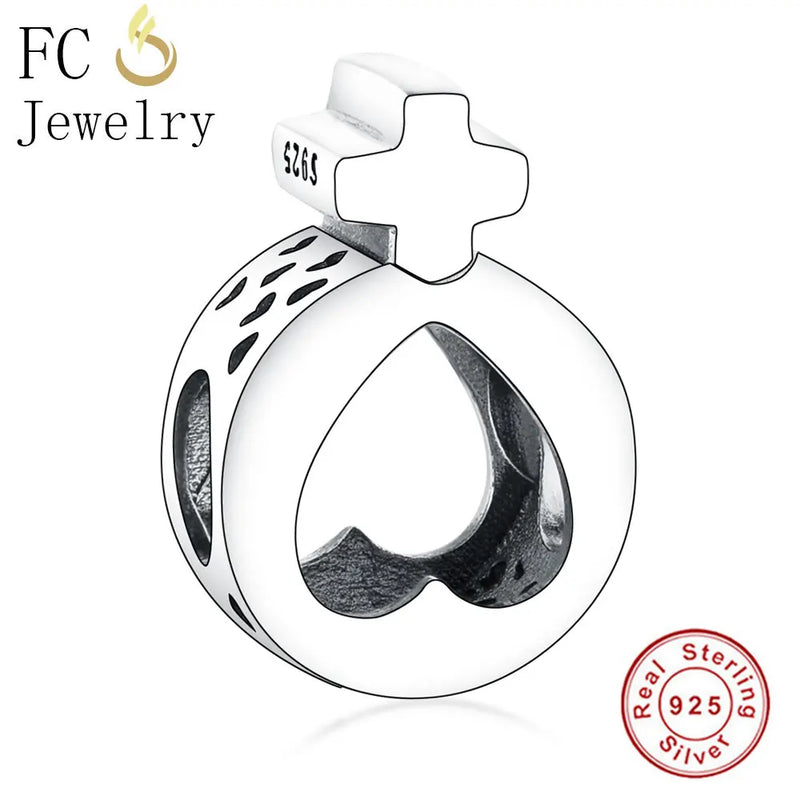 925 Silver Love Heart Bead Charm for Bracelet