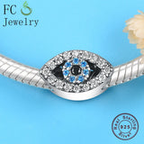 925 Silver Evil Eye Crystal Beads Bracelet Berloque