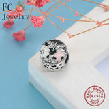 925 Silver Enamel Flower Animal Dragonfly Charms Bracelet