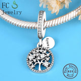 Family Tree of Life Charm Bracelet 925 Silver Clear CZ Crystal Beads Berloque