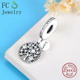 Family Tree of Life Charm Bracelet 925 Silver Clear CZ Crystal Beads Berloque
