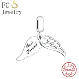 925 Sterling Silver Angel Wings Bead Charm Bracelet