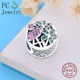 925 Sterling Silver Animal Bird Palm Tree Charm Bracelet