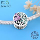 925 Sterling Silver Animal Bird Palm Tree Charm Bracelet