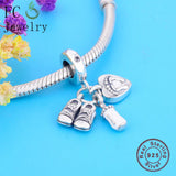 925 Silver Baby Pacifier Nipple Shoe Bead Pendant Charms Bracelet
