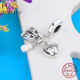 925 Silver Baby Pacifier Nipple Shoe Bead Pendant Charms Bracelet