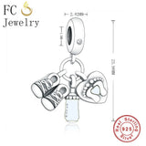 925 Silver Baby Pacifier Nipple Shoe Bead Pendant Charms Bracelet