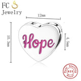925 Silver Breast Cancer Hope Ribbon Mom Bracelet Charm