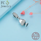 925 Silver Cup Zirconia Bracelet Necklace Pendant Beads Berloque