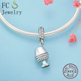 925 Silver Cup Zirconia Bracelet Necklace Pendant Beads Berloque
