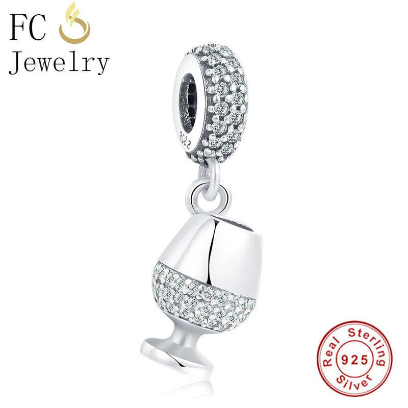 925 Silver Cup Zirconia Bracelet Necklace Pendant Beads Berloque