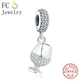 925 Silver Cup Zirconia Bracelet Necklace Pendant Beads Berloque
