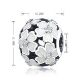 925 Silver Enamel Flower Charms Bracelet Beads Berloque