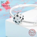 925 Silver Enamel Flower Charms Bracelet Beads Berloque
