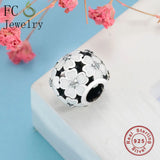 925 Silver Enamel Flower Charms Bracelet Beads Berloque