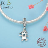 925 Silver Boy Zirconia Bead Charm Bracelet