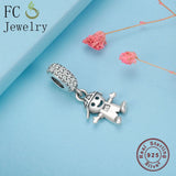 925 Silver Boy Zirconia Bead Charm Bracelet