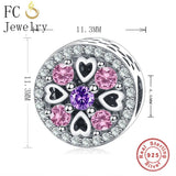 925 Sterling Silver Heart Birthstone CZ Bead Berloque